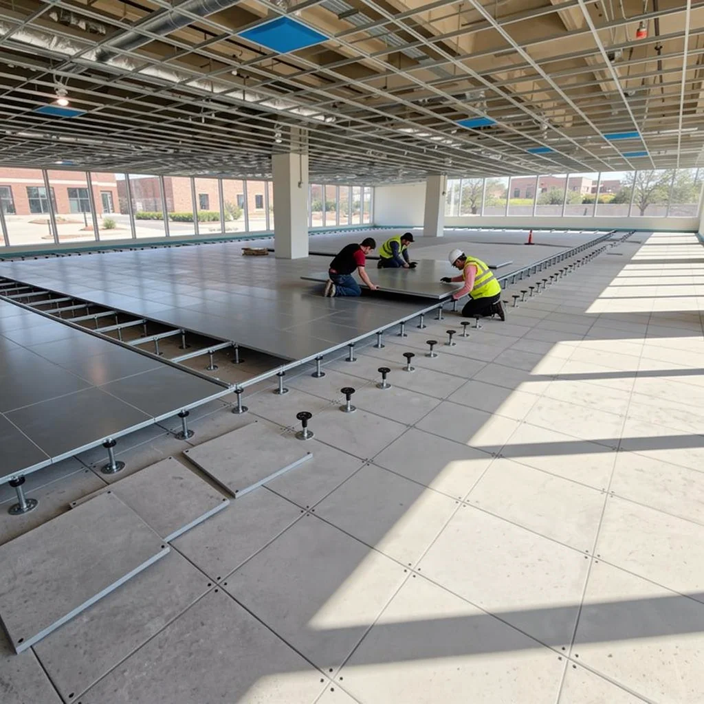 Raised access flooring installation in Buda